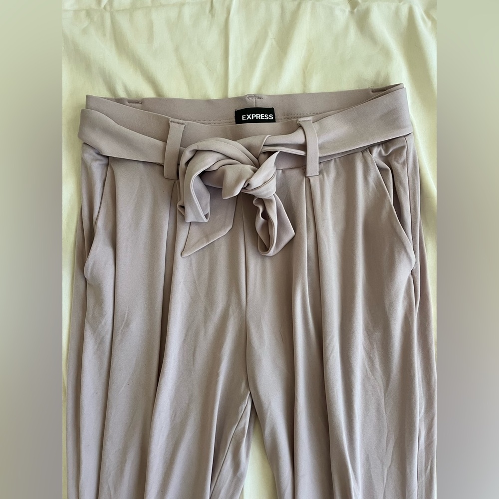 Express women's waist tie straight leg trousers